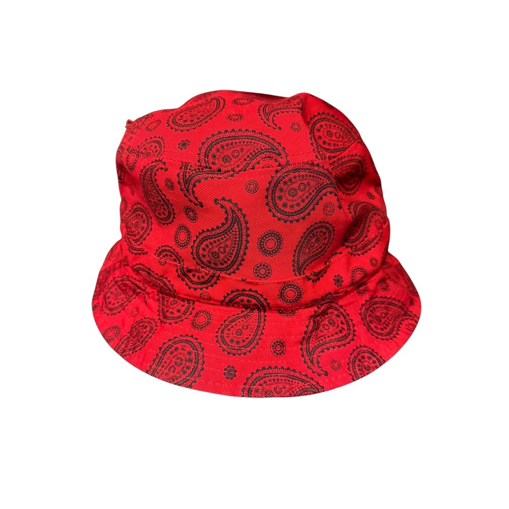 KBEthos Red Paisley Bandana Bucket Hat Mens Womens Cotton Streetwear Sun Hat